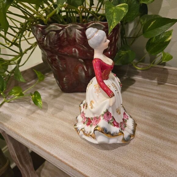 Elegant Figurine with Floral Gold Trimmed Dress, 8 Inches - Picture 10 of 11